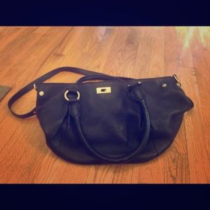 JCREW black leather hobo crossbody